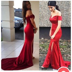 Silk red prom dress
